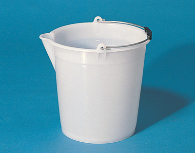 Cubo PE blanco graduado con pico, 12 L, ENDO