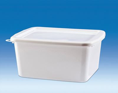 Cubeta rectangular PP blanco c/tapa, 17 L