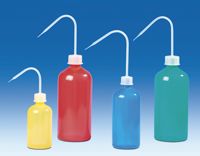 Set de 4 frascos lavadores 500 mL, PE-LD, GL25 PP