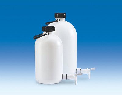 Bonbonne PE-HD avec robinet , col étroit, 5 litres