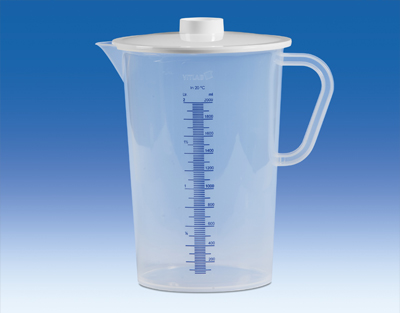 Collecteur d'urine PP, cape blanche, grad. bleue, 2000 ml