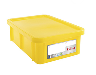 Bac rectangulaire 25 l + couvercle jaune HACCP