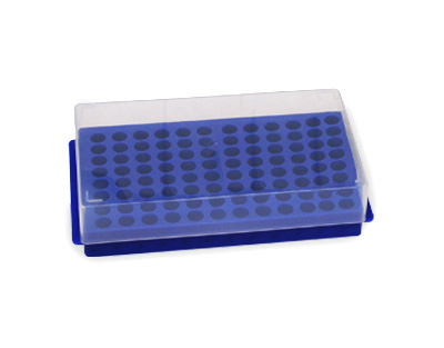 Gradilla doble uso 96 microtubos, 0.5/1.5mL, azul