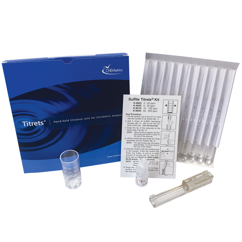 Sulfite (libre) - Cellules de titrage Titrets 5-50 ppm