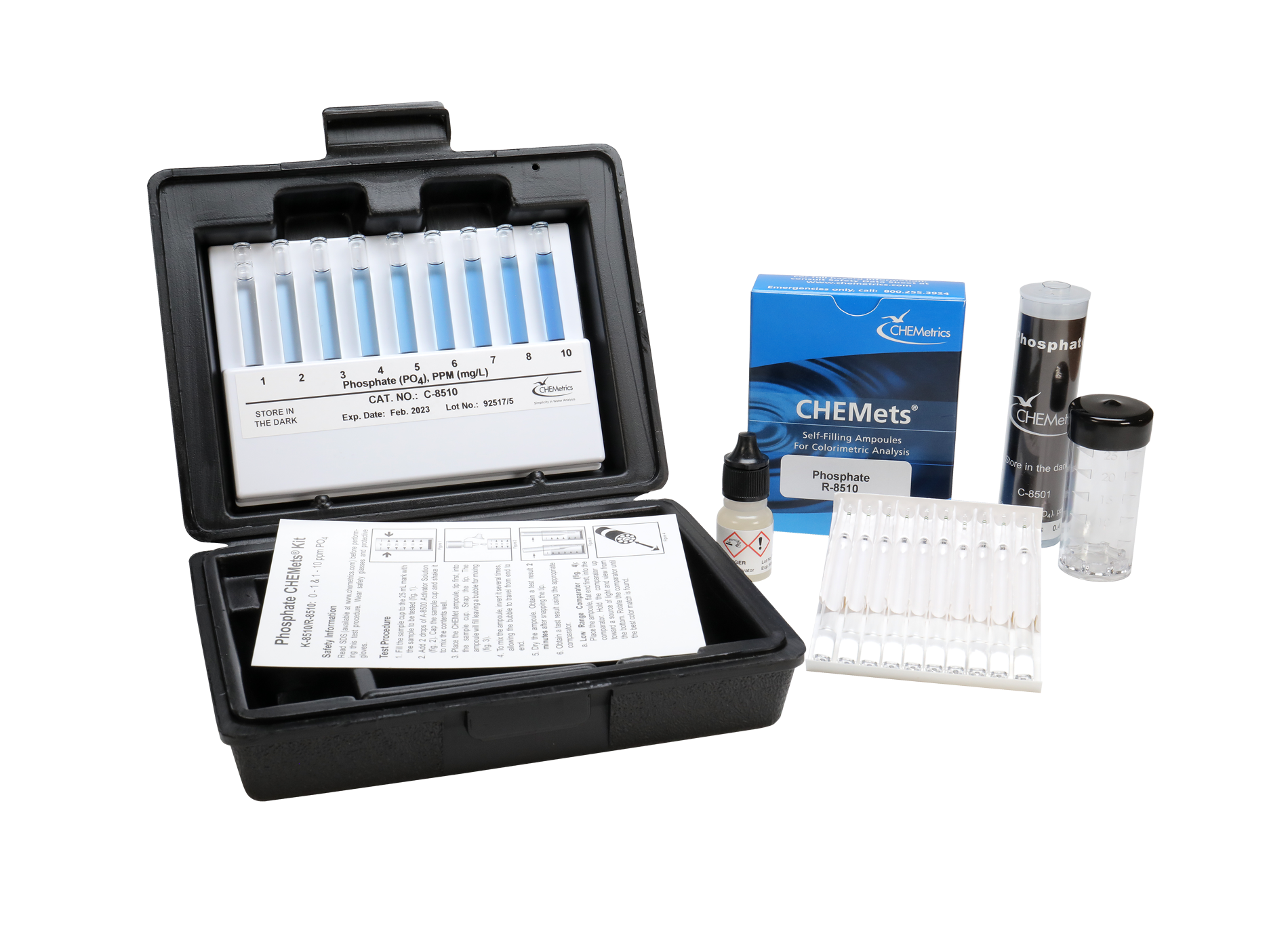 Phosphate kit 0-1 and 1-10 ppm
