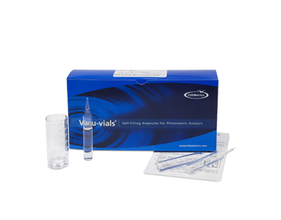 Fer (total et soluble), 0-6 ppm.Type: Vacu-vials. Kit. 30 det.