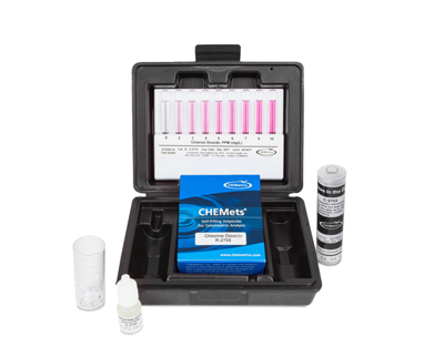 Clorine dioxide, 0-2/0-10 ppm.Type: CHEMets. Kit. 30 det.