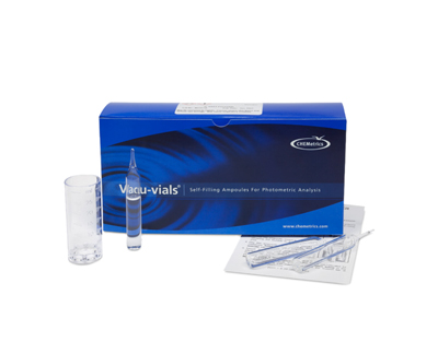 Fer (total et ferreux), 0,20-6,00 ppm.Tipo: Vacu-vials. Kit. 30 det.