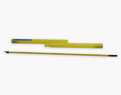 Thermomètre fond jaune à liquide rouge, -10/50 (0.1), avec certificat de lot