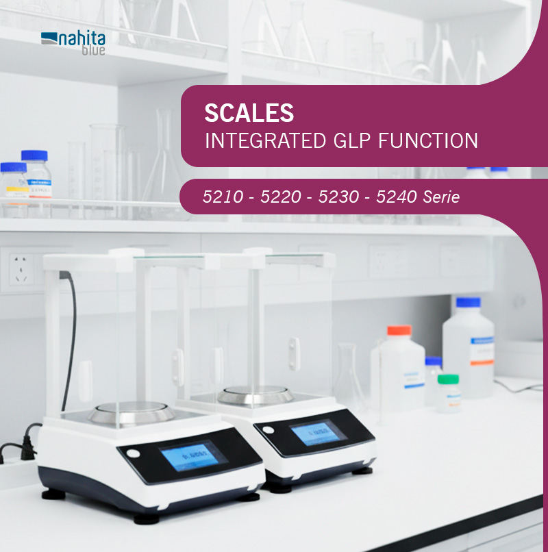 New Nahita Blue balance scale series with GLP function. Precision, traceability and control for laboratories