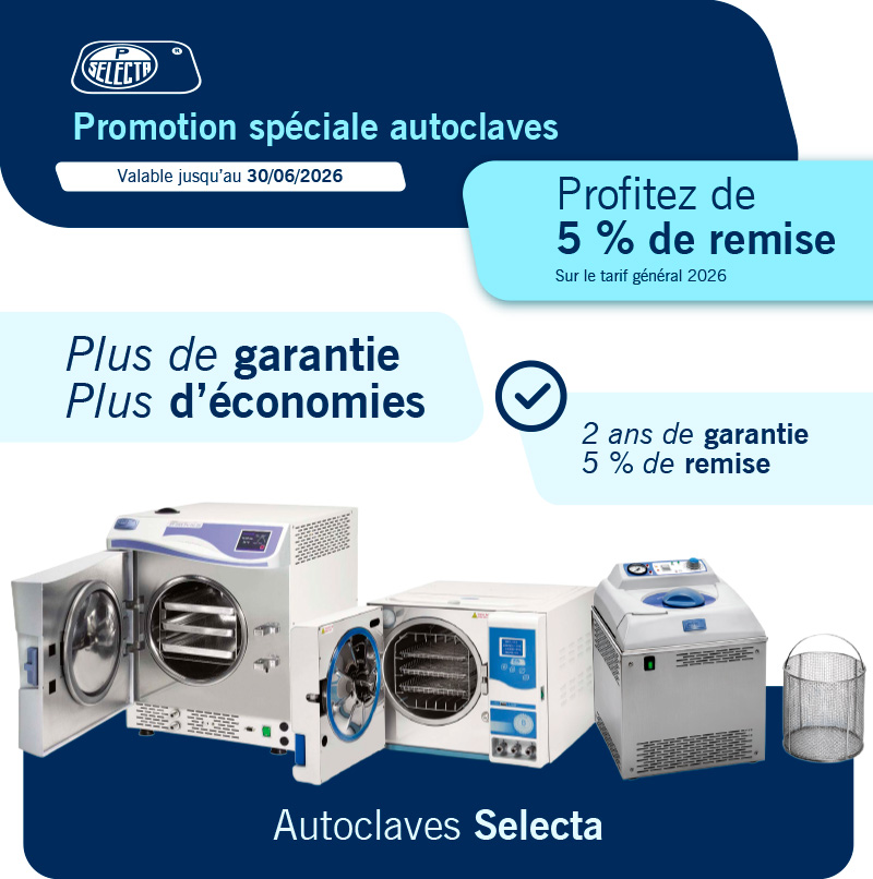 Promotion spéciale sur les autoclaves Selecta stérilisation professionnelle avec remise