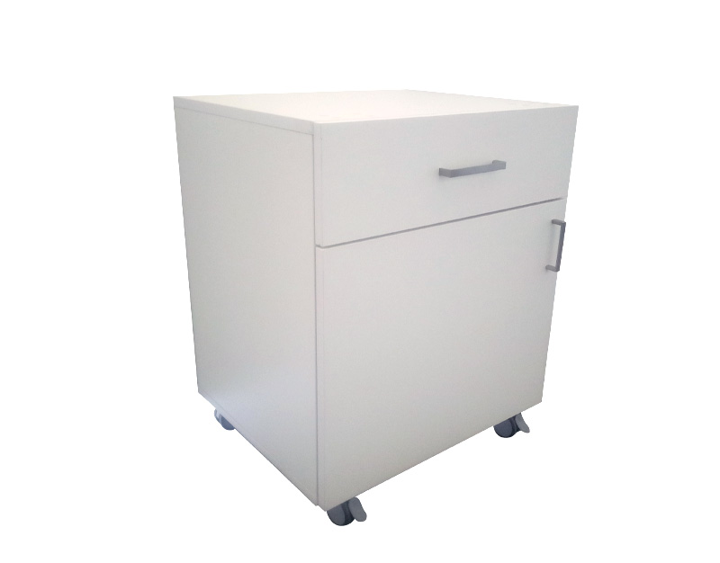 Mueble bajo mesa con ruedas de 1 puerta y cajón de 600mm de ancho