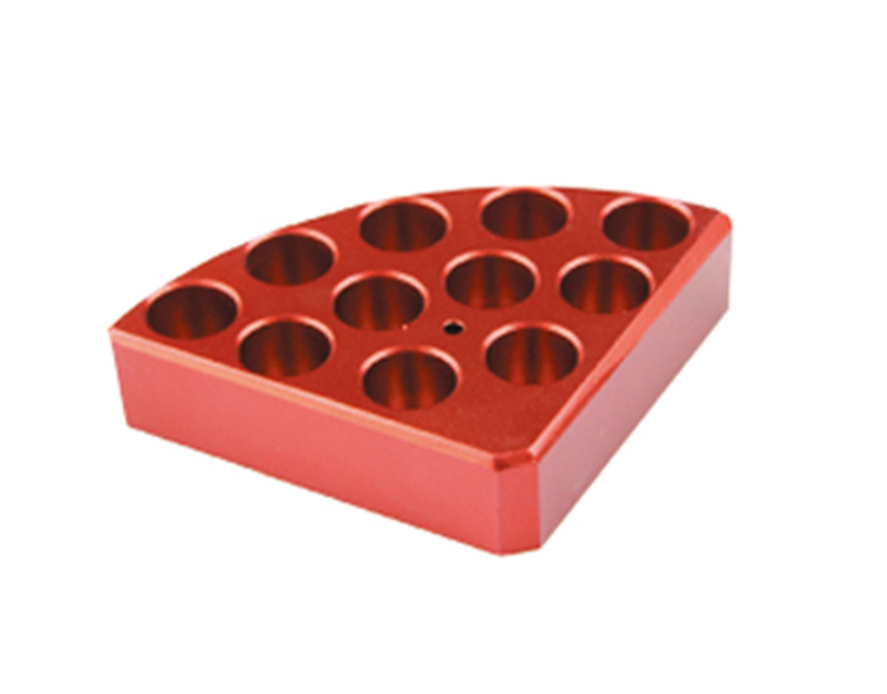 Poly-block stand red, 11 holes, Ø12,5x20 mm