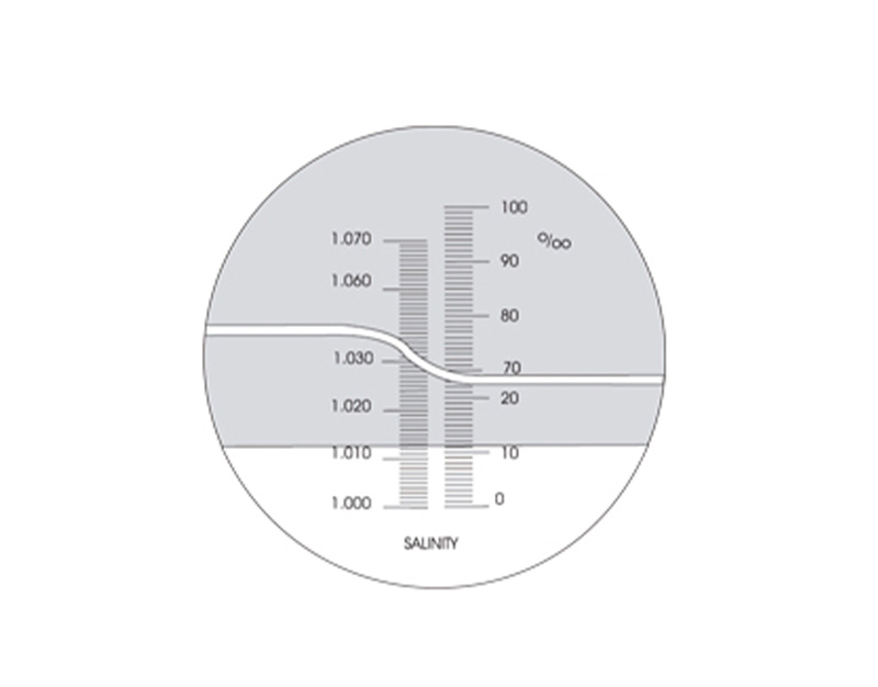 Réfractomètre à main salin 0-100 (par mil) sel ,  1,000-1,070 g/ml, ATC LED