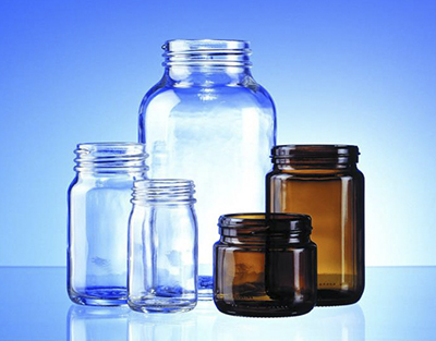 Bottle clear glass wide neck GL55 250ml + cape GL55 (packed)