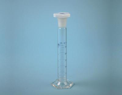 Eprouvette A bleue rodée b/plastique, 25 ml