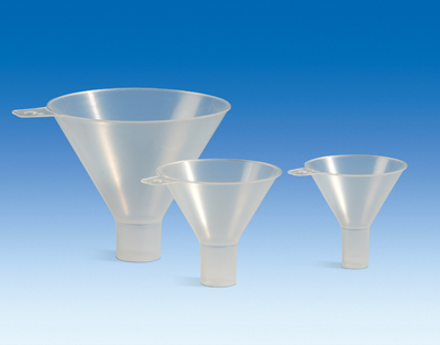 Powder funnel, PP, Ø 150 mm, length 138 mm,stem Ø 28 mm
