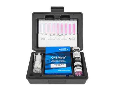 Acide peracétique, 0-1 / 0-5 ppm.Type: CHEMets. Kit. 30 det.