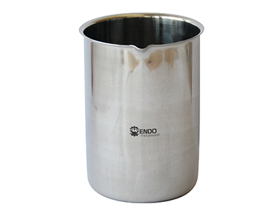 Stainless steel beaker with rim and spout, 250mL