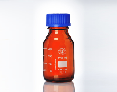 Flacon ISO Simax BRUN  c+b bleue 100ml