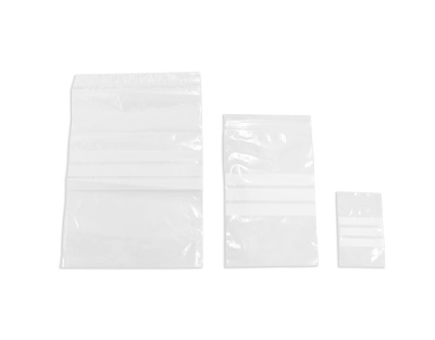 Bolsa con cierre zip, con bandas p/ escritura,100x150 mm, 100 uds