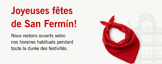 Auxilab vous souhaite de joyeuses fêtes de San Fermín et reste ouvert tout l'été