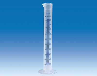 Probeta clase B, PP, 10 mL, grad. Azul