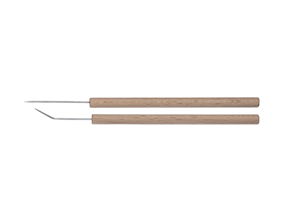 Aguja de disección recta, mango de madera