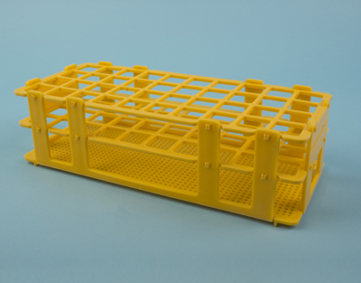 PP test tube rack, yellow, 40 tubes of 20 mm