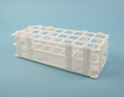 PP test tube rack, white, 24 tubes of 25 mm