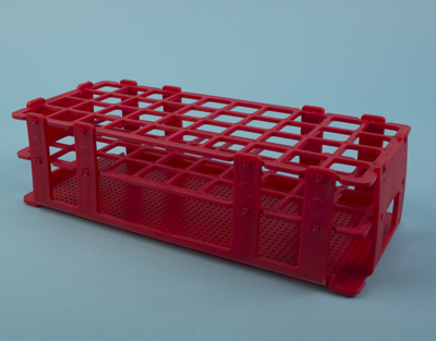 PP test tube rack, red, 40 tubes of 20 mm