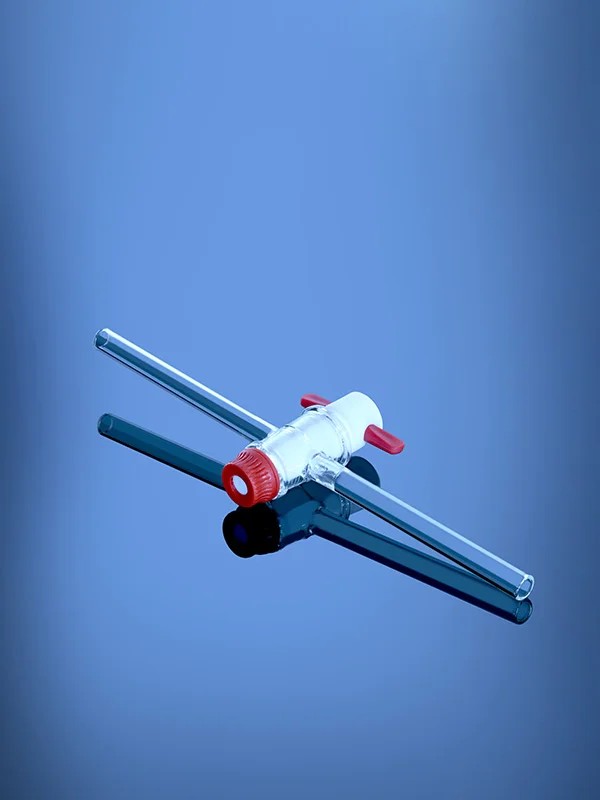 PTFE RED key stopcok straight Bore 4 diam. Size 14.5mm, tube 10 mm