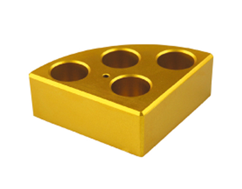 Soporte poli-block dorado, 4 orificios, Ø21,6x31,7mm