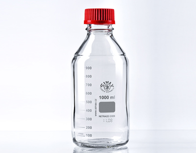 Flacon ISO Simax cap+bague rouge 1000ml