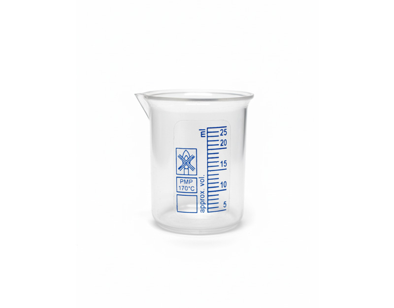 Bécher forme basse, graduation bleue, PMP, 25 ml