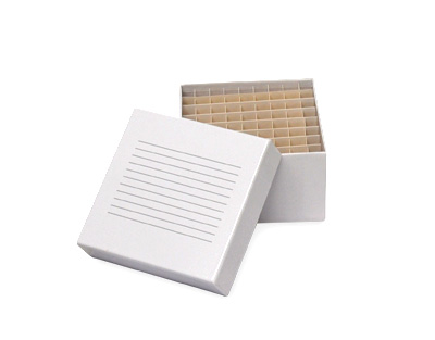 Cardboard cryobox with coating for 81 vials 4mL