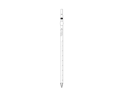 Pipeta B, 0 abajo, 1mL 1/10 corta, c/bulbo de seguridad