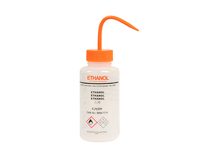 Frasco lavador boca ancha 500 mL etiquetado