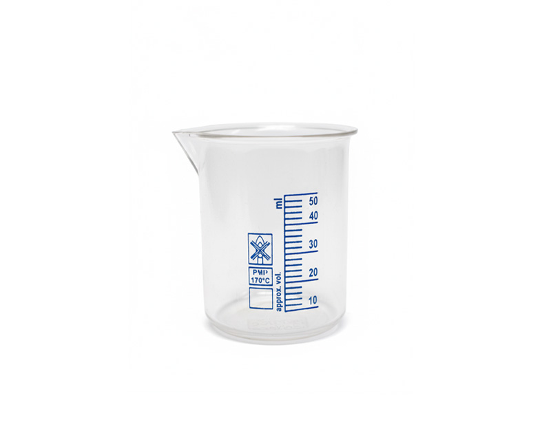 Bécher forme basse, graduation bleue, PMP, 50 ml