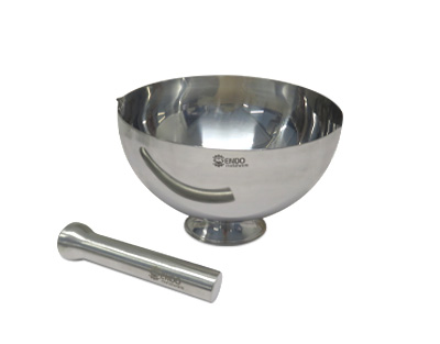 Mortero con pico y mano, acero inox. 304, 2000 mL