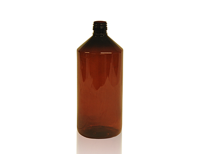 Brown bottle narrow neck w/out cup DIN28 PET 1000 ml, ENDO