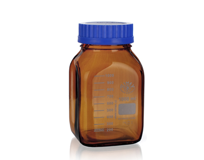 Flacon ISO ambré bouchon bleu 2000 ml, GL80, SIMAX