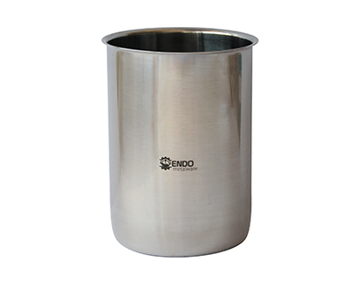 Vaso acero inox. con reborde, sin pico, 250 mL