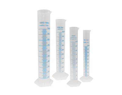Double graduation polypropylene measuring cylinder, 25mL, Class B