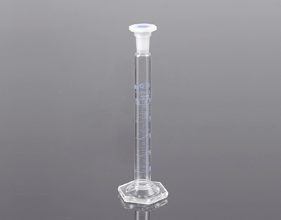 Measuring cylinder, hexagonal base, PE stopper 250ml